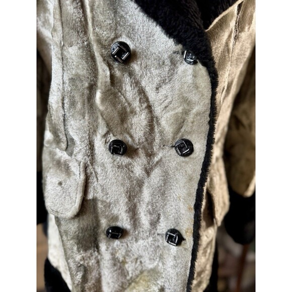 Vintage 70s Woman’s Coat Crushed Velvet Faux Fur A Frame ILGWU Union Made USA - Picture 2 of 5